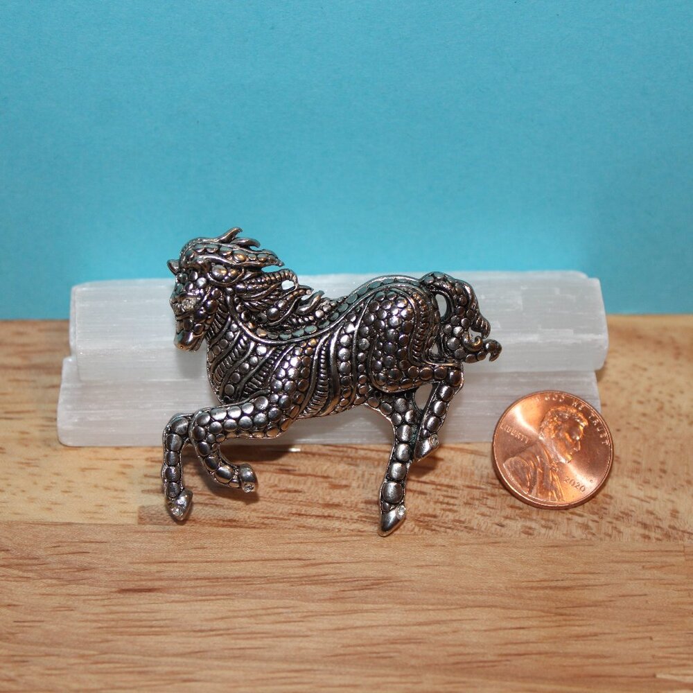 Silver Tone Horse Pin Brooch